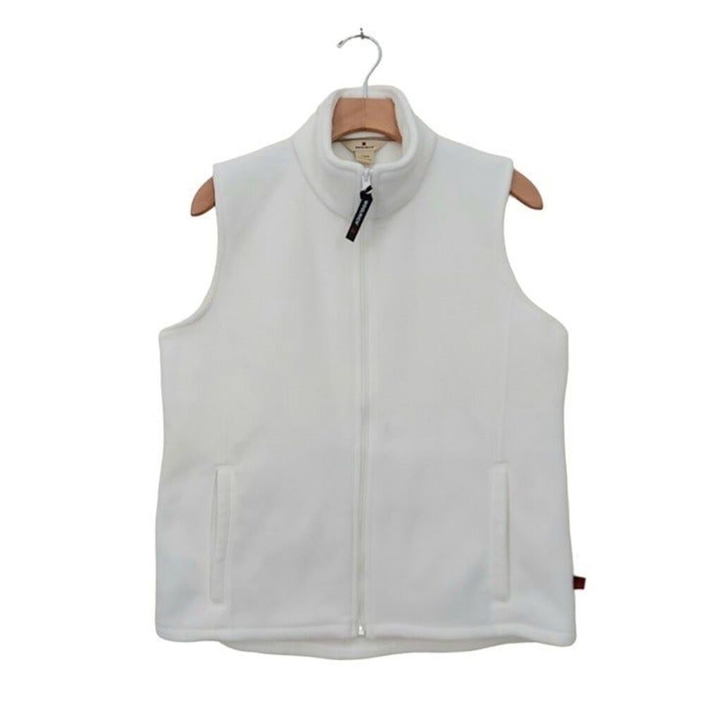 Woolrich Fleece Vest Womens Medium White Full Zip High Neck Lightweight Cozy